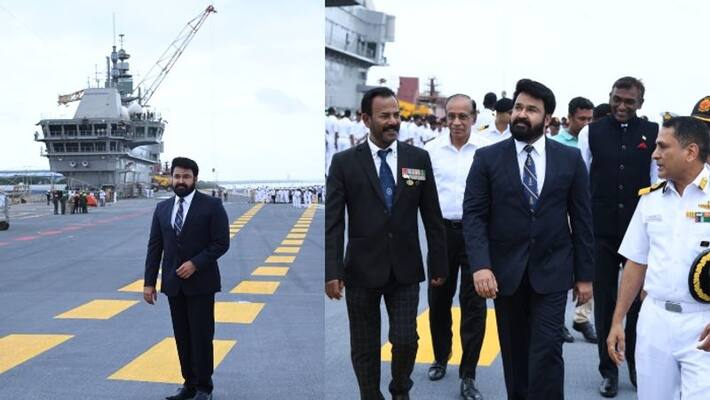 Actor Mohanlal arrived at Cochin Shipyard to see INS Vikrant