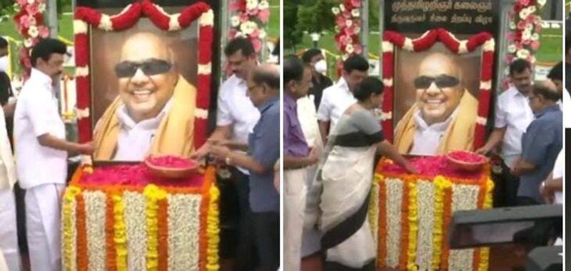 A peace rally was held under the leadership of M K Stalin on the occasion of DMK former president Karunanidhi memorial day