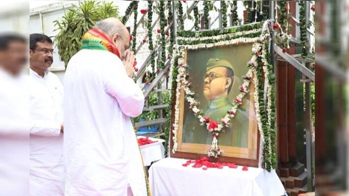 Amit shah pays yribute to subhas chandra bose in cuttack s janakinath bhawan anbad Amit shah pays yribute to subhas chandra bose in cuttack s janakinath bhawan anbad