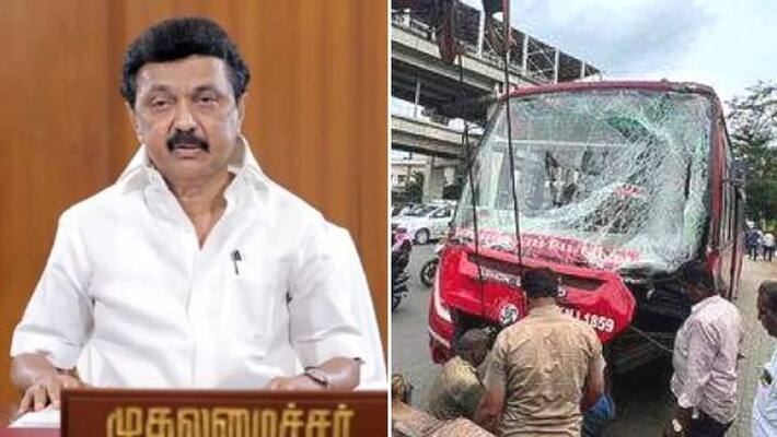 Chennai Alandur Bus Hits Name Board Falling Accident CM MK Stalin Condolences Chennai Alandur Bus Hits Name Board Falling Accident CM MK Stalin Condolences