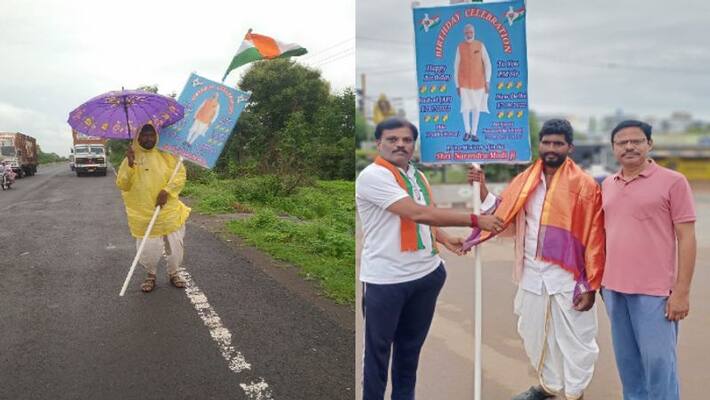 Badvel farmer starts yatra to delhi to greet PM Modi on his birthday Badvel farmer starts yatra to delhi to greet PM Modi on his birthday