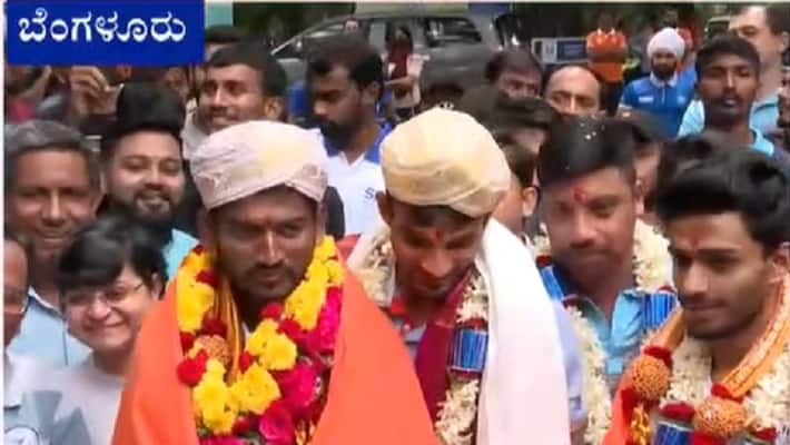 Avinash Sable Eldhose paul Abdulla Aboobacker return to a rousing welcome at the SAI South Centre kvn Avinash Sable Eldhose paul Abdulla Aboobacker return to a rousing welcome at the SAI South Centre kvn