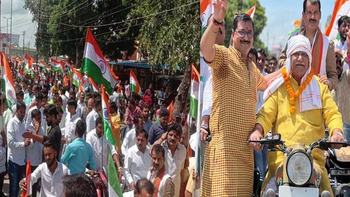 Violation of traffic rules at the Tiranga bike rally in Ayodhya the administration closed its eyes Violation of traffic rules at the Tiranga bike rally in Ayodhya the administration closed its eyes