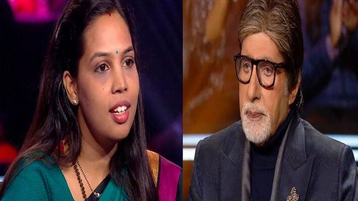 Kaun Banega Crorepati KBC 14 Madhya Pradesh Singrauli Deputy Collector Sampada Saraf in front of Amitabh Bachchan stb Kaun Banega Crorepati KBC 14 Madhya Pradesh Singrauli Deputy Collector Sampada Saraf in front of Amitabh Bachchan stb