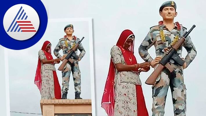 Sister tied rakhi on brother statue in Rajasthan was martyred 5 years ago people got emotional Shaheed Ganpat Ram Kadwasra san Sister tied rakhi on brother statue in Rajasthan was martyred 5 years ago people got emotional Shaheed Ganpat Ram Kadwasra san