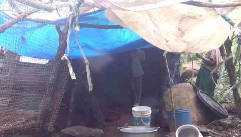 woman and three children are suffering due to the hut like home 