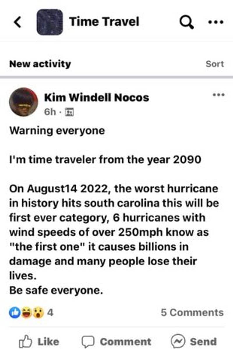 worst hurricane in history coming claims time traveler 