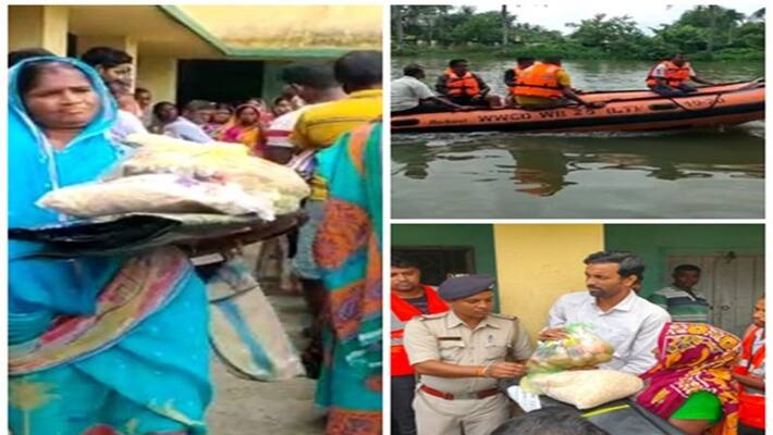 Flooded areas in Gangesagar after the full moon Kotal, relief camp opened Flooded areas in Gangesagar after the full moon Kotal, relief camp opened