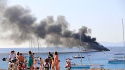 20 million pound superyacht has burned in the bay less than a month after it was bought