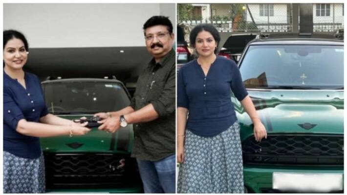 Actress Sheelu Abraham Got Mini Cooper Countryman As Birthday Gift From Her Husband Actress Sheelu Abraham Got Mini Cooper Countryman As Birthday Gift From Her Husband