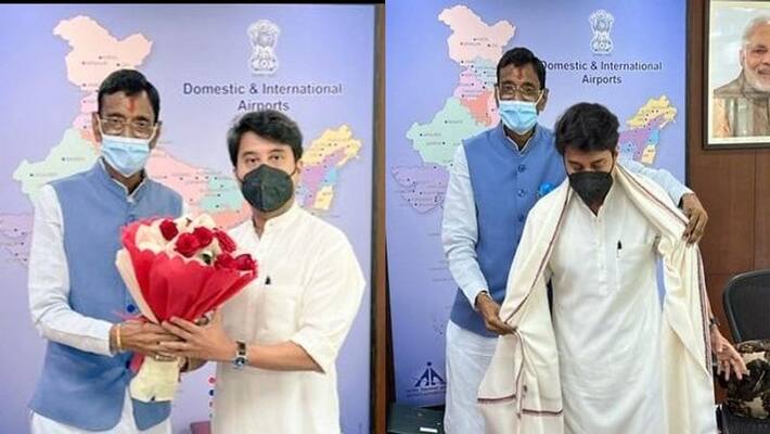 Ranchi Mp sanjay seth meeting with union civil aviation and steel minister jyotiraditya scindia in new delhi discus area people problem sca Ranchi Mp sanjay seth meeting with union civil aviation and steel minister jyotiraditya scindia in new delhi discus area people problem sca