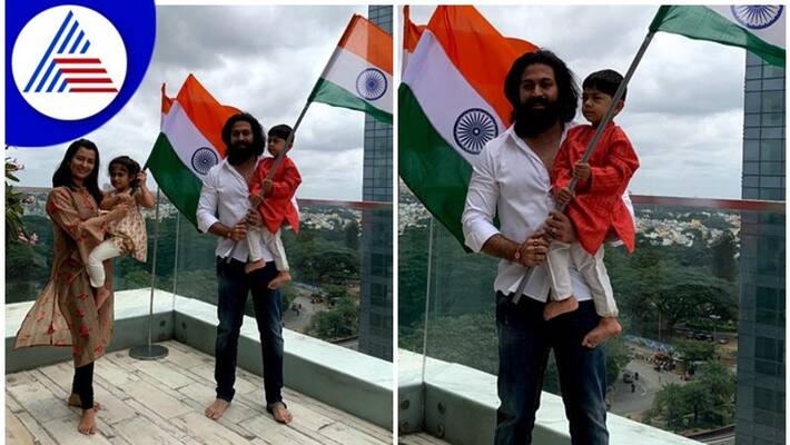 Rocking star Yash And Radhika Pandit celebrate 75th independence day and wish to fans sgk Rocking star Yash And Radhika Pandit celebrate 75th independence day and wish to fans sgk