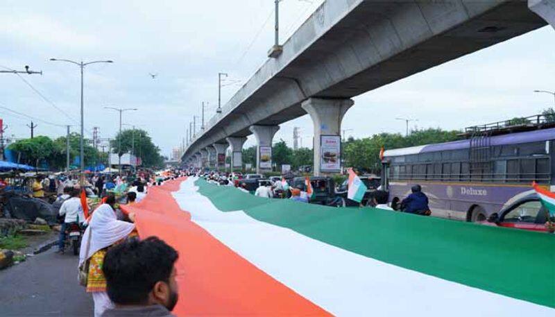 Rally with 75 meter Tricolour in Hyderabad