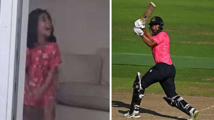 Cheteshwar pujara's daughter video goes viral, where she celebrates her father's victory dva Cheteshwar pujara's daughter video goes viral, where she celebrates her father's victory dva