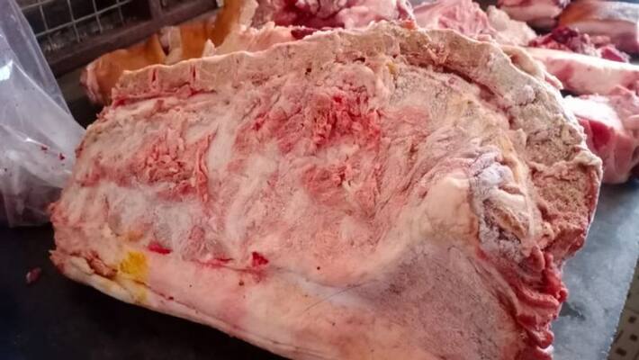 old pork meat seized old pork meat seized