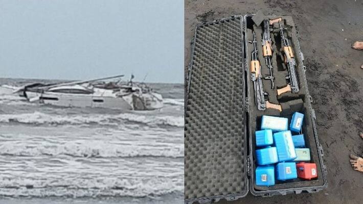 boat with ak 47 guns, weapons found at maharashtra beach boat with ak 47 guns, weapons found at maharashtra beach