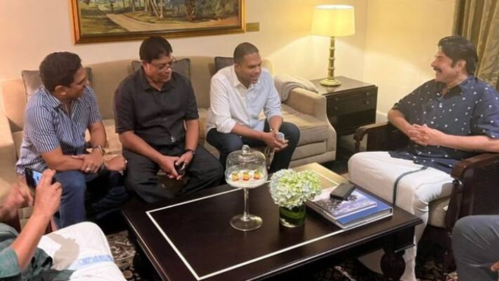 sri lankan minister harin fernando meets actor mammootty sri lankan minister harin fernando meets actor mammootty