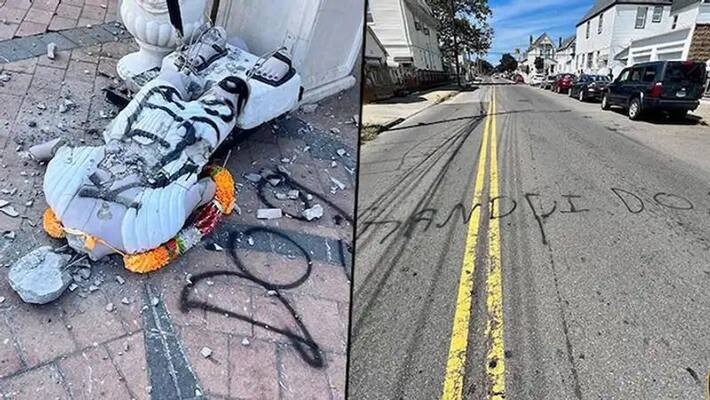 Mahatma Gandhi statue in New York City vandalised second attack in two weeks vva Mahatma Gandhi statue in New York City vandalised second attack in two weeks vva