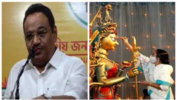 State BJP spokesperson Shamik Bhattacharya presented an account of what improvements were possible with the money spent on the puja State BJP spokesperson Shamik Bhattacharya presented an account of what improvements were possible with the money spent on the puja