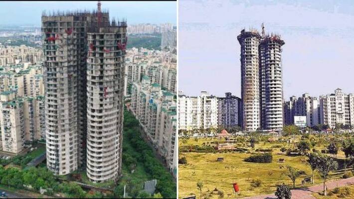 Noida Twin Towers higher than Qutub Minar collapsed in just 10 seconds gow Noida Twin Towers higher than Qutub Minar collapsed in just 10 seconds gow
