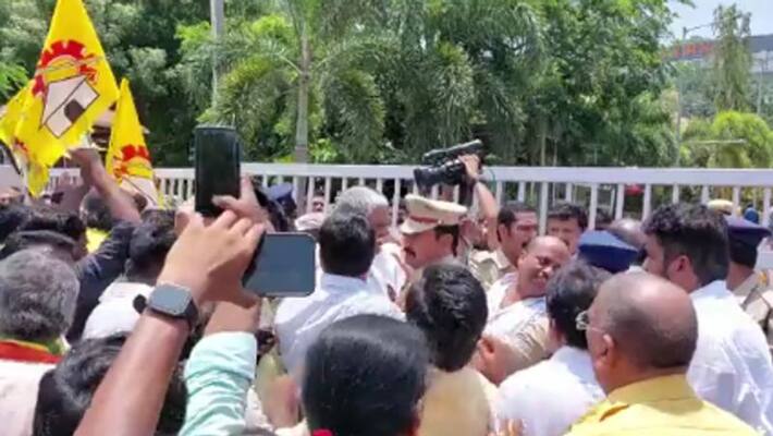 TDP Protest at DGP Office over condemn police behaviour in kuppam TDP Protest at DGP Office over condemn police behaviour in kuppam