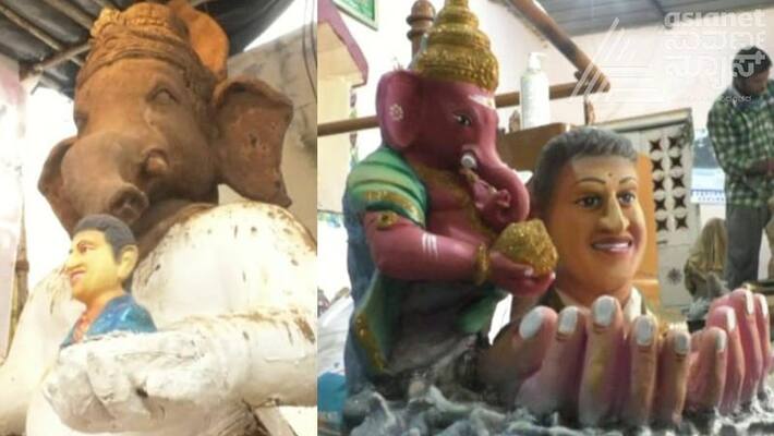 puneeth rajkumar statue along with ganesha statue at kolar gvd puneeth rajkumar statue along with ganesha statue at kolar gvd