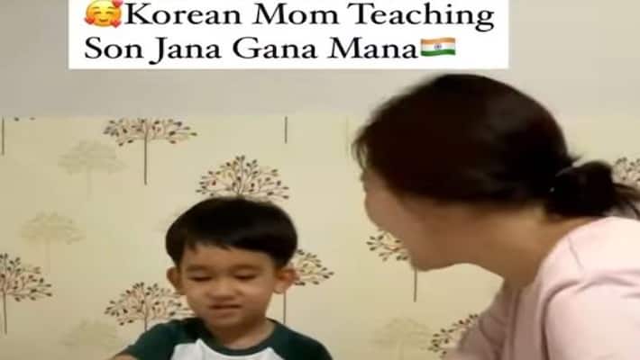 Korean Mom video goes viral teaching her son how to sing the Indian national anthem Jana Gana Mana apa Korean Mom video goes viral teaching her son how to sing the Indian national anthem Jana Gana Mana apa