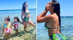sexy pictures Cristiano Ronaldo partner Georgina Rodriguez flaunts curves in blue-green bikini on beach day out with kids snt