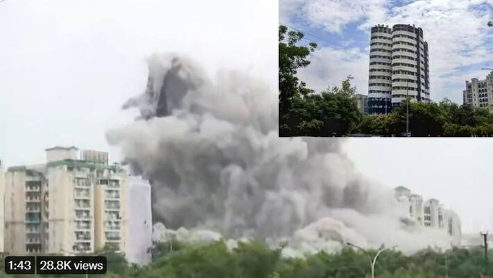 Noida tween building now only memory, watch demolition video akb Noida tween building now only memory, watch demolition video akb