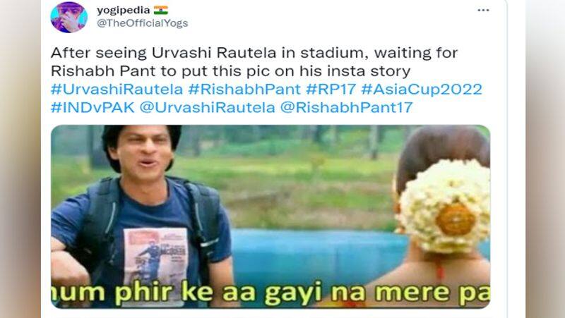 asia cup 2022 india vs pakistan urvashi rautela in stadium rishabh pant trolled by netizens KPJ