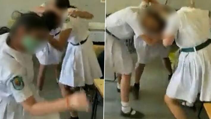 Kanpur school girls get into catfight pull hair Kanpur school girls get into catfight pull hair