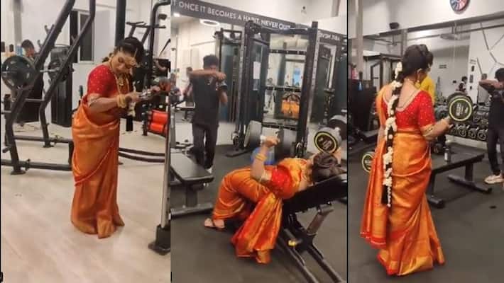 Viral Video : Bride works out at gym for pre-wedding shoot..Baahubali dulhan, says Internet.. Viral Video : Bride works out at gym for pre-wedding shoot..Baahubali dulhan, says Internet..