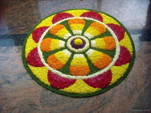 how to draw a simple onam atha pookalam - YouTube