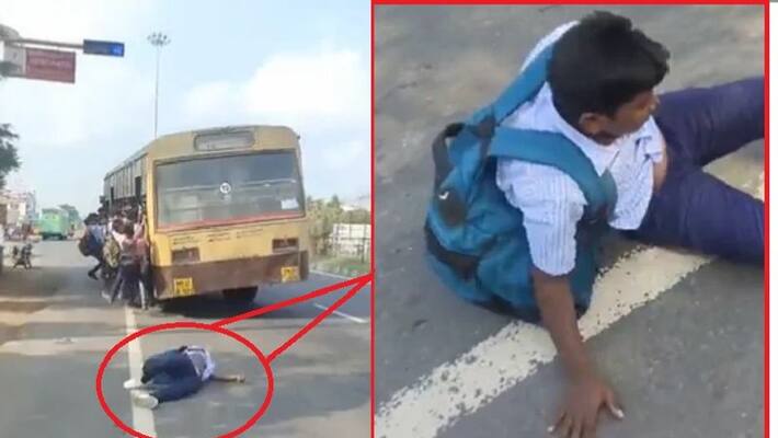 school boy falls from bus while traveled in stairs and video goes viral school boy falls from bus while traveled in stairs and video goes viral