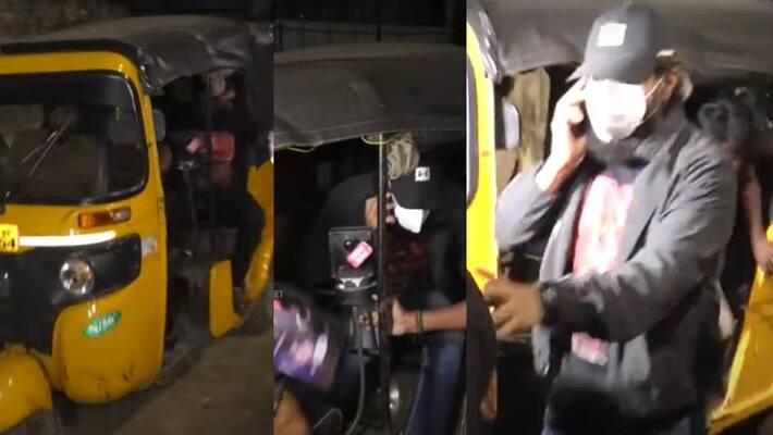 Actor Chiyaan Vikram came in Auto to watch cobra movie FDFS Actor Chiyaan Vikram came in Auto to watch cobra movie FDFS