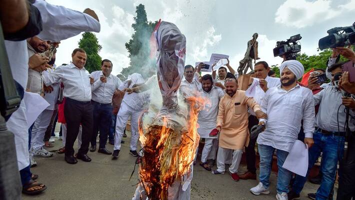 Delhi AAP MLAs seek CBI probe into BJP alleged 'Operation Lotus'; burn effigy during protest snt Delhi AAP MLAs seek CBI probe into BJP alleged 'Operation Lotus'; burn effigy during protest snt