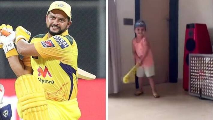 Suresh Raina shared a video on Instagram where he can be seen playing cricket with his son apa Suresh Raina shared a video on Instagram where he can be seen playing cricket with his son apa