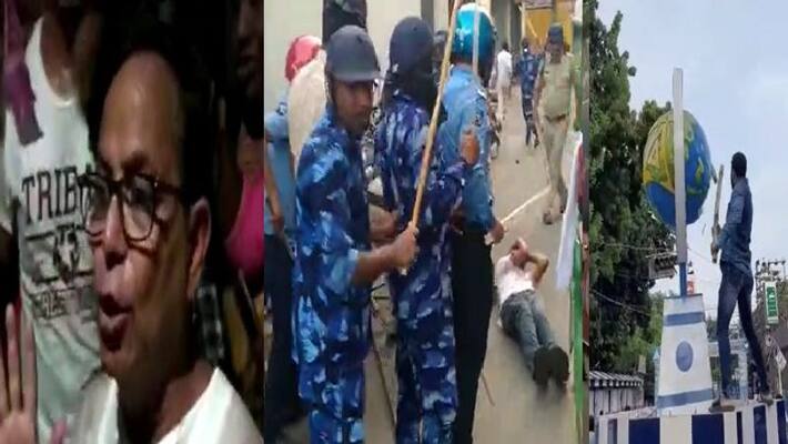 clash between police vs Left supporters in East Burdwan in the presence of CPIM Leader Md Salim ANBSS clash between police vs Left supporters in East Burdwan in the presence of CPIM Leader Md Salim ANBSS