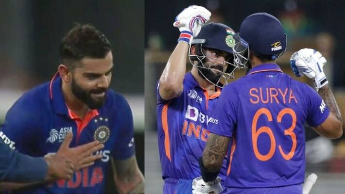 Asia Cup 2022 Virat Kohli bows down to Suryakumar Yadav after vva Asia Cup 2022 Virat Kohli bows down to Suryakumar Yadav after vva
