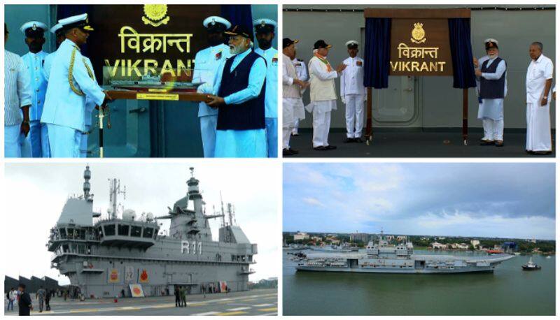 PM Modi hands over the INS Vikrant aircraft carrier to the Indian Navy.
