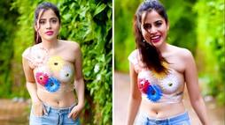 Urfi Javed shows off skin in DIY outfit pastes flowers to cover assets drb