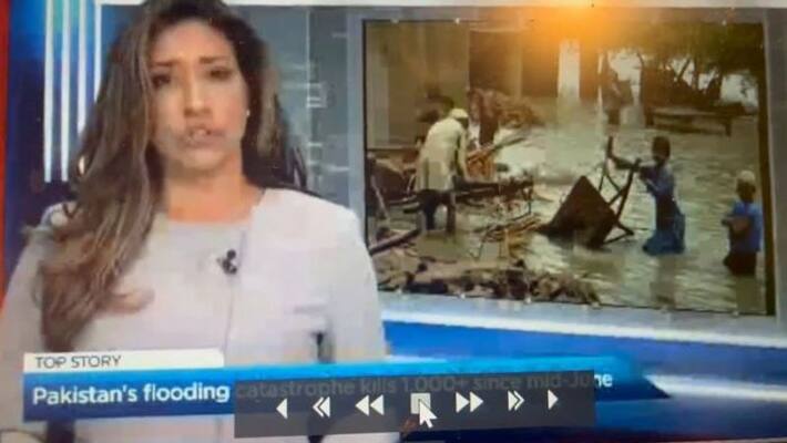 Pakistani Journalist Farah Nasser reporting on monsoon live TV when bug flew into her mouth apa Pakistani Journalist Farah Nasser reporting on monsoon live TV when bug flew into her mouth apa