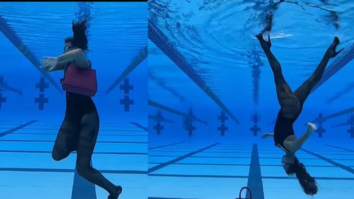 Woman conquers social media by catwalk upside down inside swimming pool, watch viral video BSM Woman conquers social media by catwalk upside down inside swimming pool, watch viral video BSM