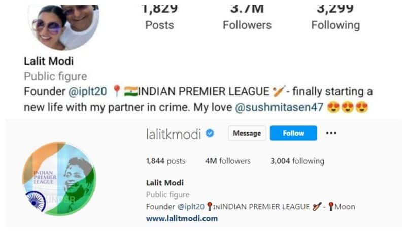 Did Lalit Modi breake up with Sushmita Sen, IPL founder removes Sushmitas name in Instagram sgk