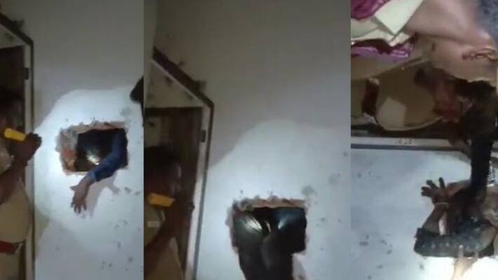 Tamil Nadu thieves break into liquor shop by drilling hole caught drinking inside mnj Tamil Nadu thieves break into liquor shop by drilling hole caught drinking inside mnj