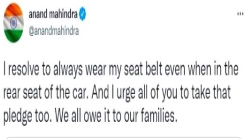 Anand Mahindra pledged that he would always wear a seat belt apa 