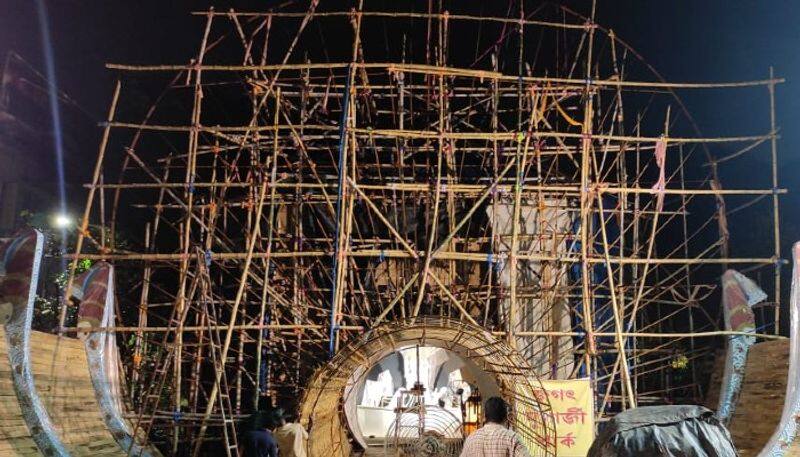 North Kolkata Durga Puja 2022 Puja Pandal JAGAT MUKHERJEE Park Preparation and theme puja news bsm  