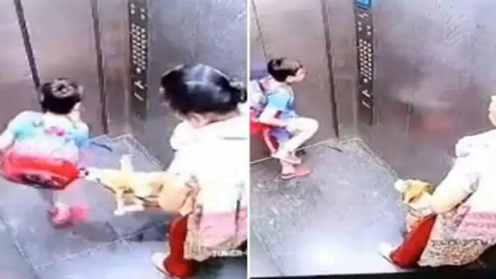 Ghaziabad Dog bites child in lift woman watching child groaning pain CCTV footage goes viral Ghaziabad Dog bites child in lift woman watching child groaning pain CCTV footage goes viral