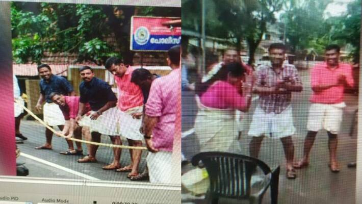 Police celebrate onam in public road Police celebrate onam in public road