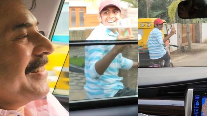 teenager fan wishes mammootty while riding bicycle ramesh pisharody viral video teenager fan wishes mammootty while riding bicycle ramesh pisharody viral video